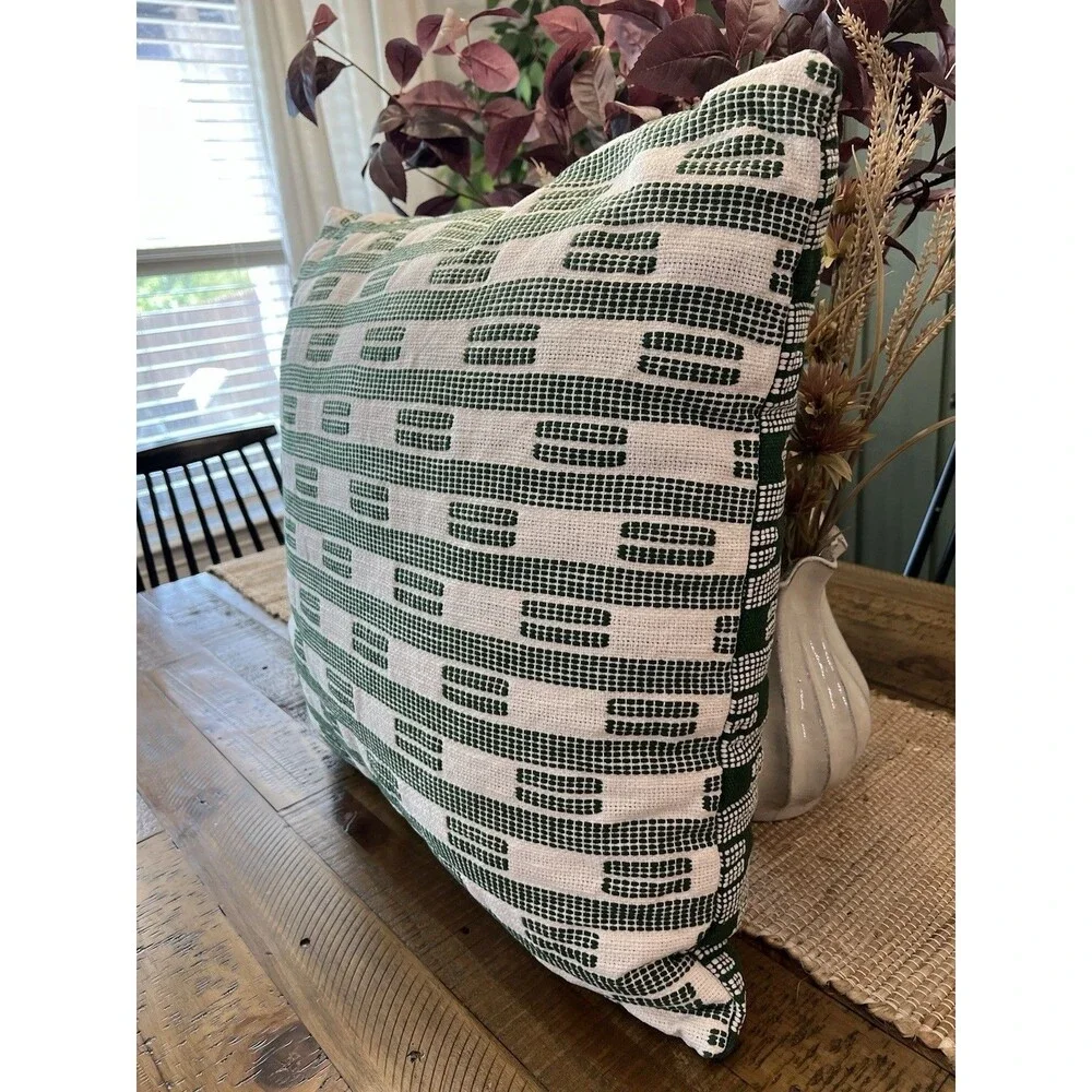 Oversized Dash Square Throw Pillow Ivory/Green - Threshold: 24